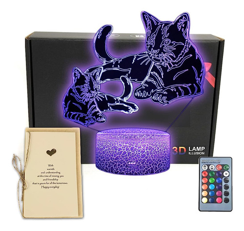 Marzius Cats Pet 3d Illusion Led Lámpara De Mesa Luz Nocturn