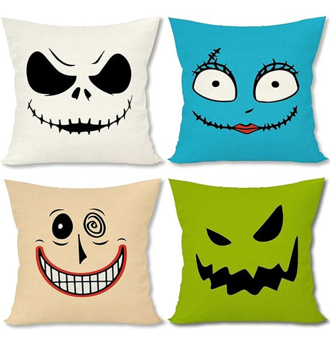 Juego De 4 Fundas De Almohada De Halloween De 18 X 18 Pulgad