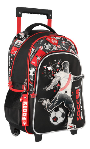 Mochila Footy Dinamic Carro 18 Con Luz F2221 Roja Color Rojo
