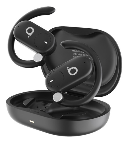 Fone De Ouvido Basike Sem Fio Bluetooth 5.4 Sport Corrida Ows Waterproof Prova D'água Com Gan 30 Horas De Duração Ba-Fon158 Cor Preto