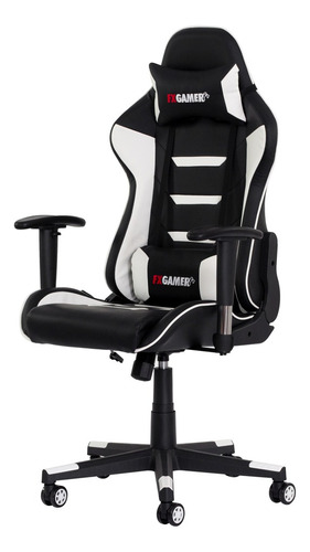 Cadeira Gamer Racer Preta Com Vermelho Estofada Revestida Em Pu Base Aço Giratória Encosto Reclinável Altura Regulável