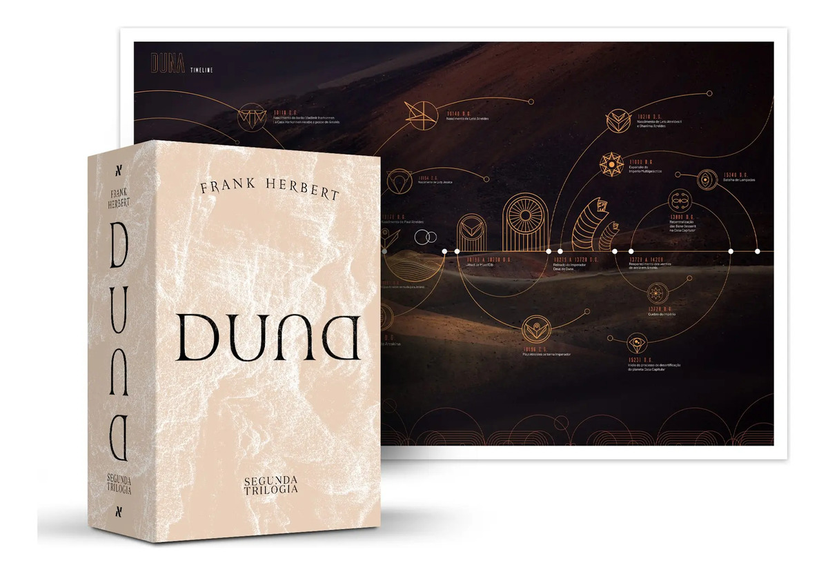 Box duna: segunda trilogia + pôster cronologia duna - Herbert, Frank - Editora Aleph - Capa Dura