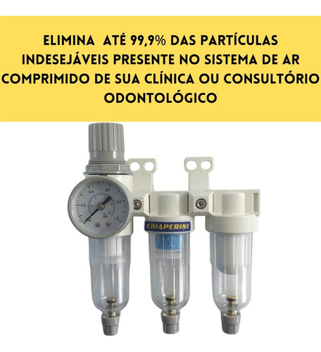 Tri-filtro De Ar Odontológico 1/4 Regulador Ch Tf-300