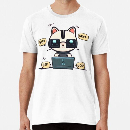 Remera Programmer Cat Beep Boop Coding V2 Algodon Premium