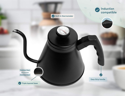 Pava Kook Stovetop Con Termometro Y Cuello De Cisne