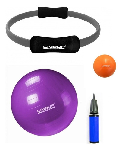 Kit Bola Suiça 55cm + Overball + Anel De Pilates Ribermedica