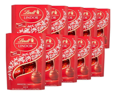 Bombom De Chocolate Suiço, Lindt Lindor, 10 Caixas De 37g