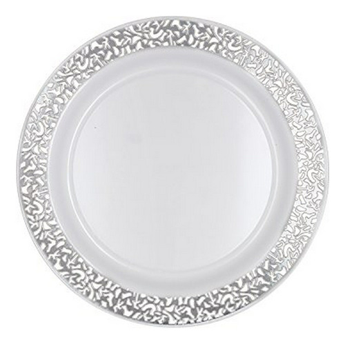 Plato De Encaje Divino, Blanco/plata (pack 420)