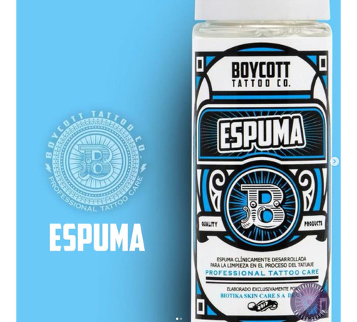 Espuma 100% Natural Limpiadora Tatuaje Boycott 250ml
