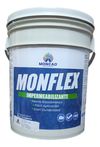 Impermeabilizante Monflex Elastomerico Cñte 5 Gal Rojo/v