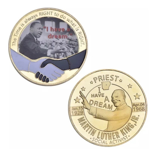 Moneda De Martin Luther King Jr. Bañada En Oro De 24k