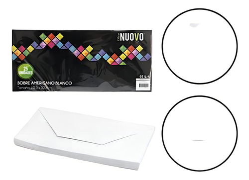 250 Unidades Sobre Para Carta Tamaño Americano 10,5 X 22,8 Color Blanco Liso