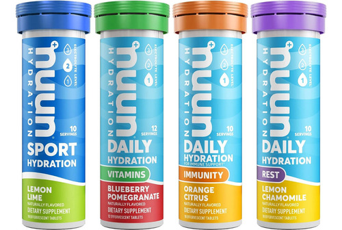 Nuun Hydration Complete Pack - 4 Sabores Para La Hidratación Sabor Sport/vitamins/immunity/rest