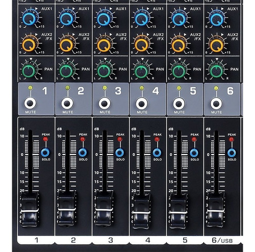 Mesa de sonido Amw Pm6, interfaz USB XLR 99 Efx Bt de 6 canales Bivolt