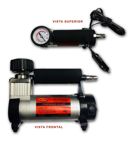 Imagen 4 de 8 de Mini Compresor Portatil 12v Aire Auto Kit Caja Herramientas