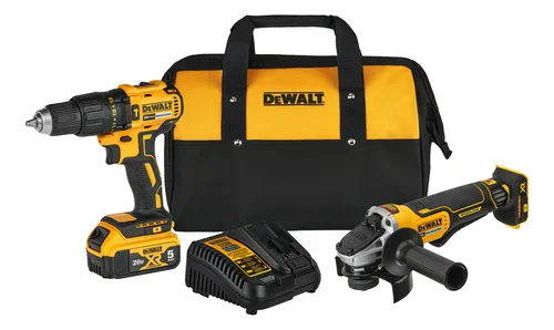 comprar Taladro Percutor 340w + Esmeril Angular DeWalt DCK248P1-B2 + Batería 5Ah