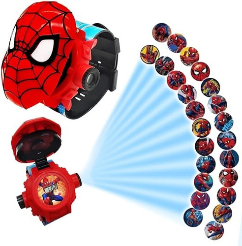 Reloj Proyector Niños Dibujos Animados 24 Imágenes Spiderman