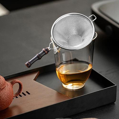 Colador De Té, Vasos Con Mango De Bambú, Estilo A.