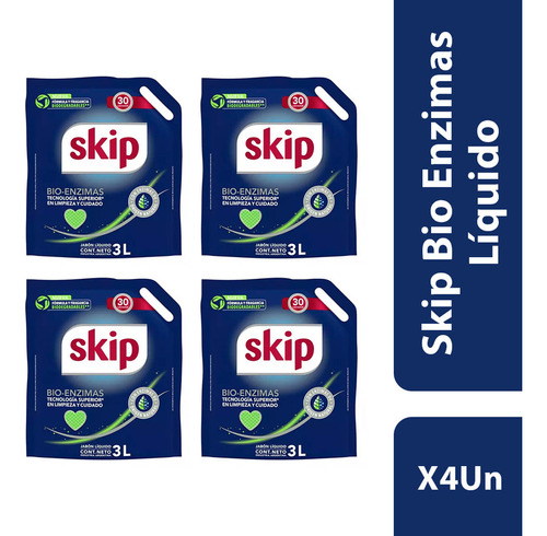 Combo Skip Bio Enzimas Liquido 3l X4