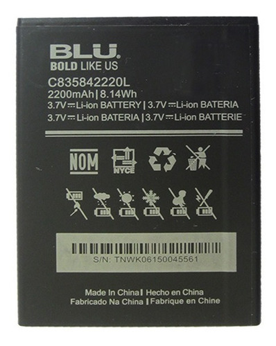 Bateria Pila Blu C2 C210 C835842220l 30d Gtia Tienda Chacao