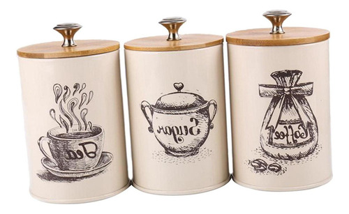 3 Unidad Latas De Té Café Azúcar Cocina Recipientes De