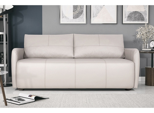 Sofá Sala De Estar Lily 2 Lugares 160cm Couro Bege-gran Belo