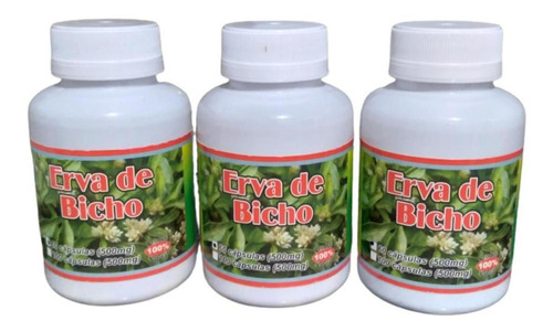 Kit 3 Erva De Bicho Biovitas 60 Cápsulas Cada 500 Mg