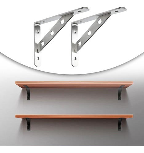 2 Soportes De Acero Inoxidable Para Estantes, 6 Pulgadas