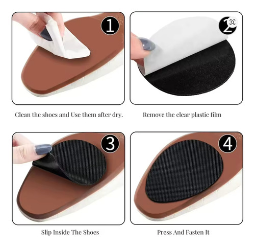 Almohadillas Antideslizantes Adhesivas P/suela Zapatos Tacos X 3 Pares Negro