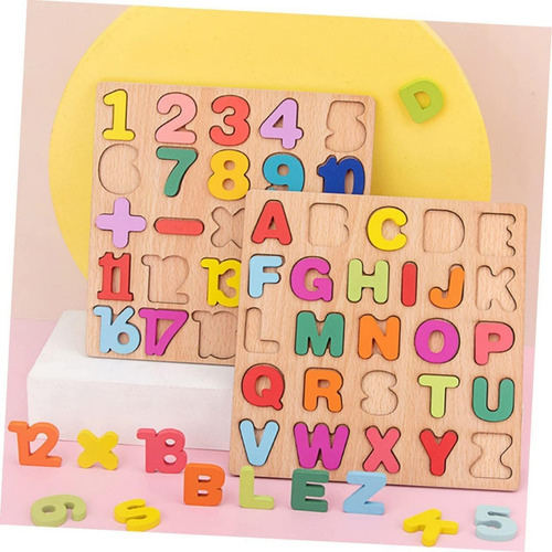 Juego Didactico Madera Numeros Y Abecedario Rompecabezas 2pz