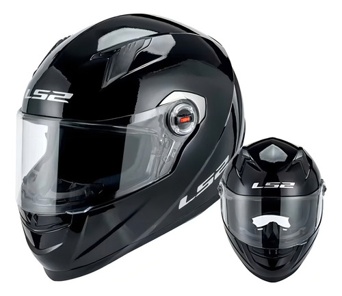 Casco Integral Para Moto LS2 FF358 Monocolor Negro Brillante Talle XL