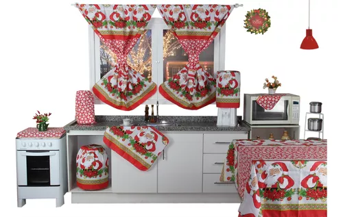 Faça um Jogo de Cozinha com tecido de Natal! 