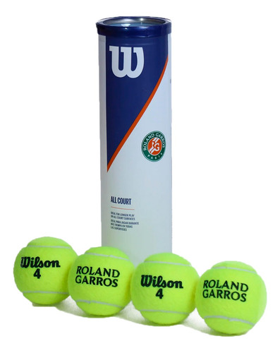 Wilson Pelotas Tubo Roland Garros Paris X4 Amar Cli