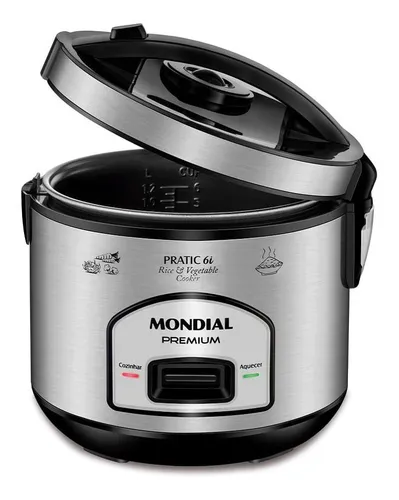 Panela Elétrica De Arroz Mondial 6 Xícaras Pe-43 Inox 127v