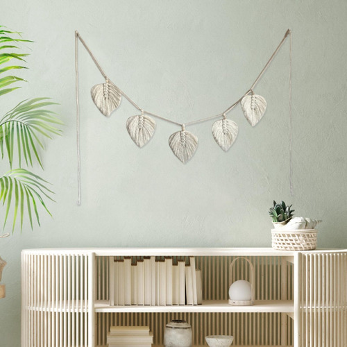 Tapiz De Macramé Para Colgar En La Pared, Diseño De Hojas