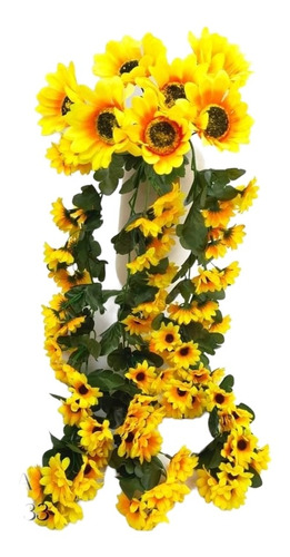 Flor Colgante D Girasoles 60cm Planta Decorativa Ramo Girsle