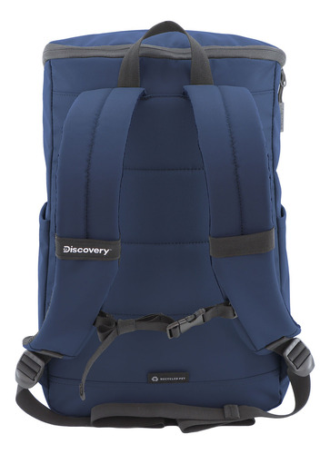 Mochila Discovery Shield Top Zip Para Computadora Laptop Azul 22 Lts Poliester Reciclado Diseño Elegante Funcional