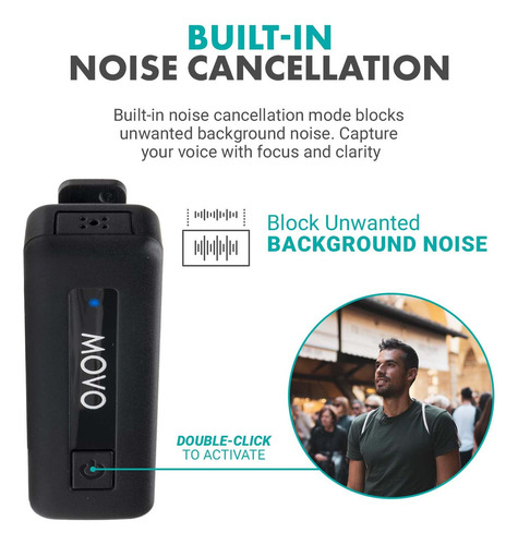 Movo Micrófono Lavalier Inalámbrico Mini Uc Ultracompacto. Color Black