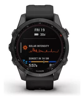 Smartwatch Garmin Fenix 7s Zafiro Solar 010-02539-24 1.2" caja 42mm de polímero reforzado gris oscuro, malla negra de silicona