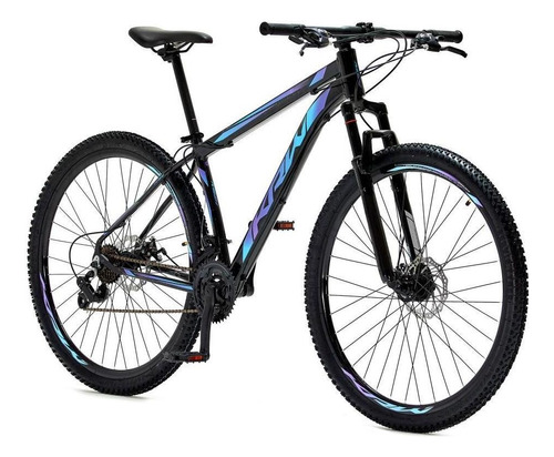 Bicicleta Aro 29 Krw Spotlight Alum Shimano 21v A Disco Sx25 Cor Preto/azul E Roxo