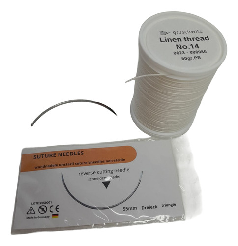 Hilo De Lino N°14 + Agujas Sutura 55mm De Regalo
