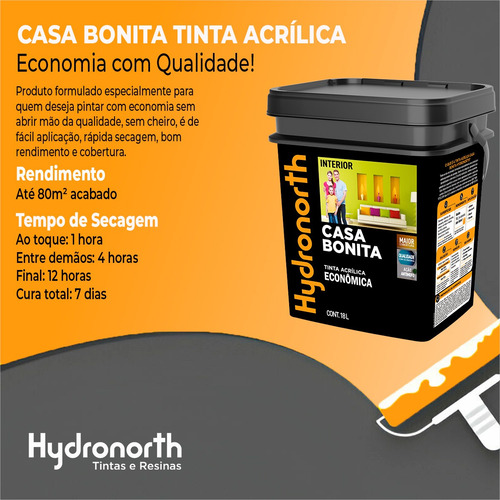Tinta Hydronorth Acrilico Fosco Completo Teto E Parede - Cor