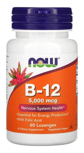 Now Foods Vitamina B12 5000mcg E Ácido Fólico 60past Sabor Sem sabor