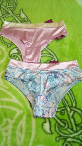 Set Ilusion 2pantaleta,bikini Satinada Bicolor Ultrabrillosa