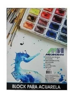 Imagen 2 de 2 de Block Acuarela Mecanorma 300g 20.9 X 30.5 Cm 12h