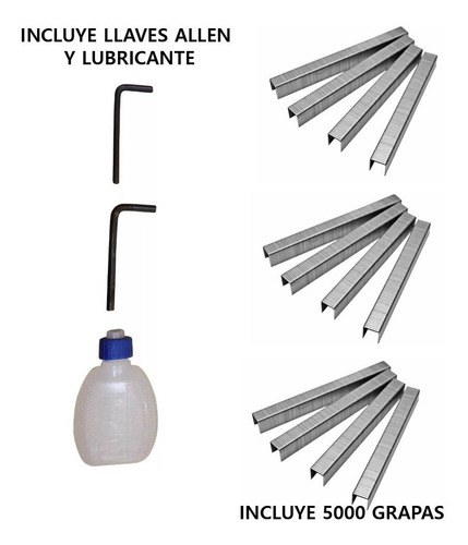 Imagen 4 de 10 de Engrampadora Neumatica 6-16 X 12.8mm Maletin + 5000 Grampas