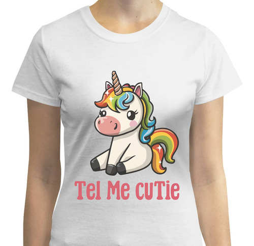 Playera Manga Corta Diseño Tell Me Cute - Unicornio