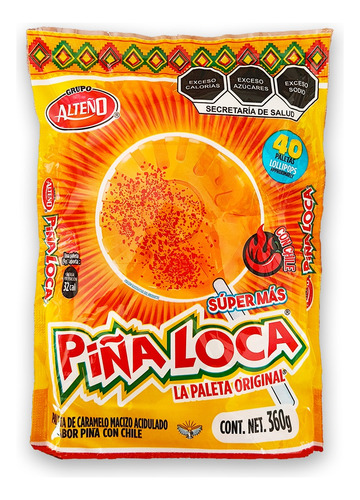 Paleta Alteno Pina Loca Enchilada Dulce Super Mas 40pza