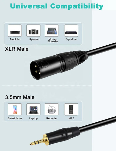 A Cable Auxiliar Trs Plug 3.5 / Xlr Macho No Balanceado 3