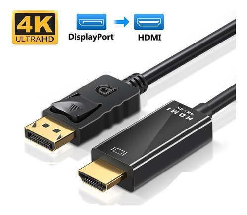 Cable Displayport Dp A Hdmi Para Pc A Hdtv, 4k Y 1,8 Metros